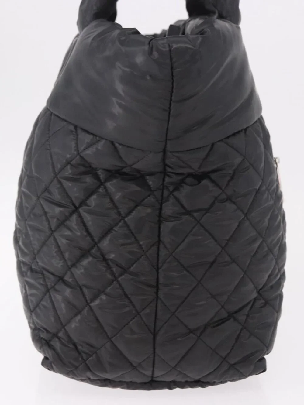 CHANEL Cococoon Tote Bag Nylon Black Silver CC Auth BA13097